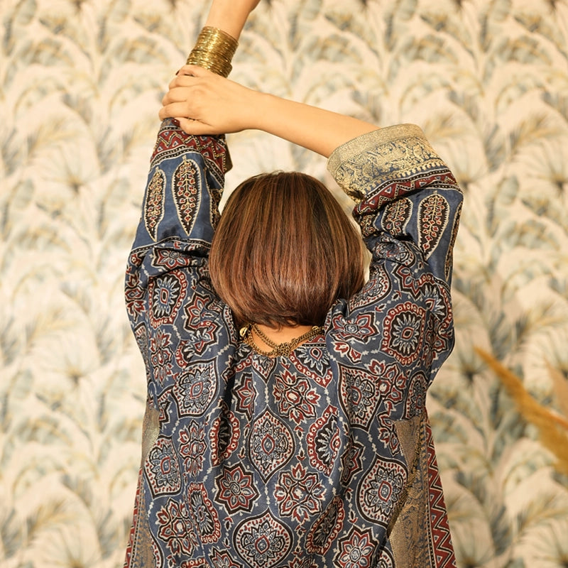 Neelambara Ajrakh Choga and Pants