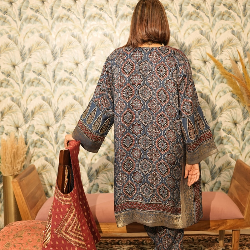 Neelambara Ajrakh Choga and Pants