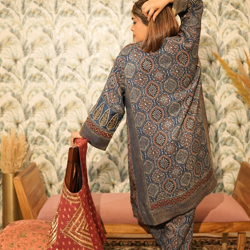 Neelambara Ajrakh Choga and Pants