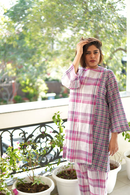 MISRI CHECKERED HANDLOOM COTTON  TUNIC AND PANTS