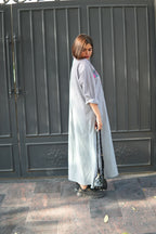 SUMMERINA CHECKERED COTTON LONG SHIRT DRESS