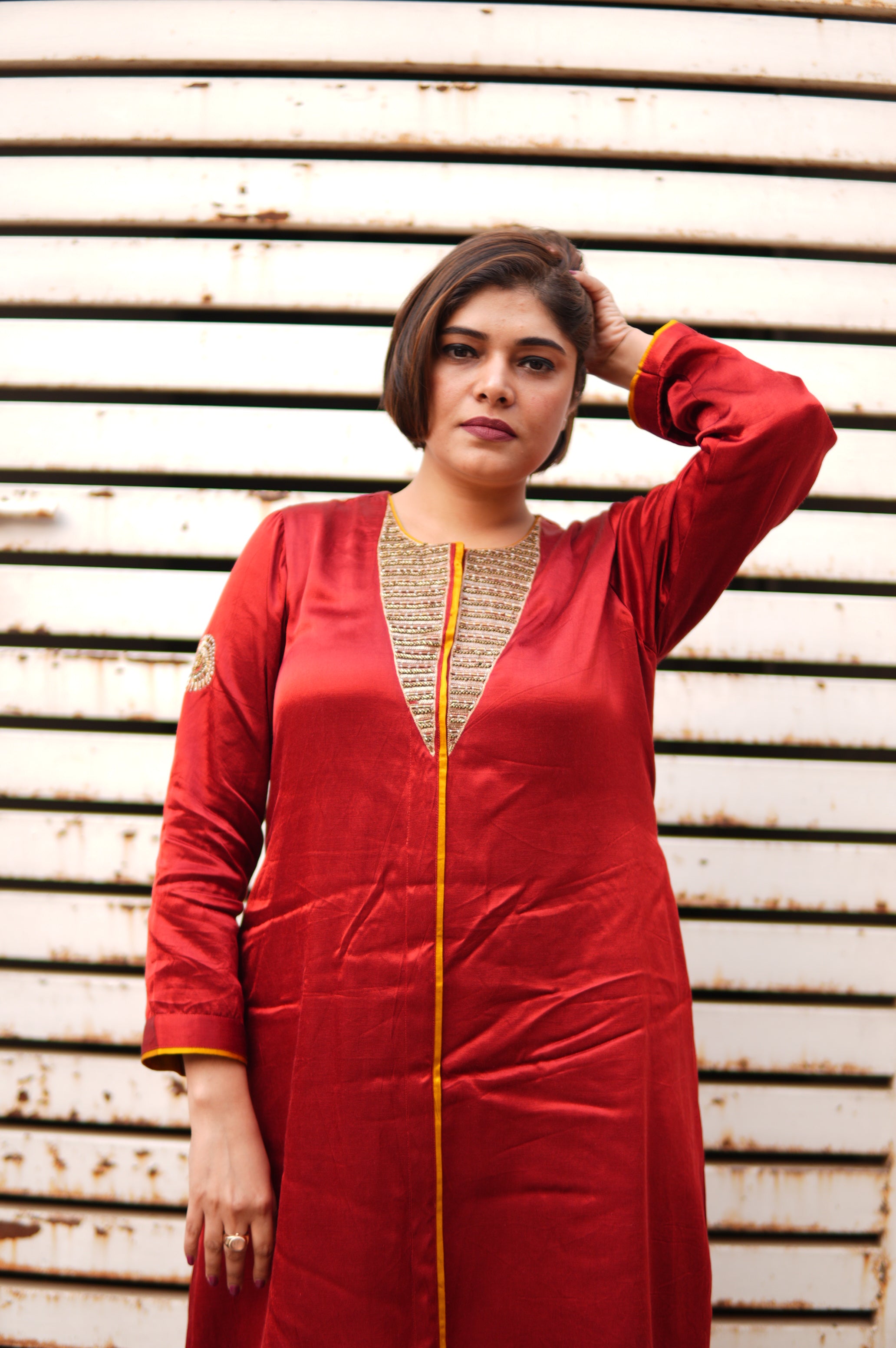 Mashru Laal Ishq Co-ord Set for Women | Mashru Silk Kurta & Pants