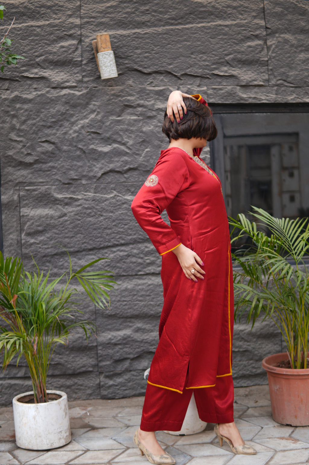 Mashru Laal Ishq Co-ord Set for Women | Mashru Silk Kurta & Pants