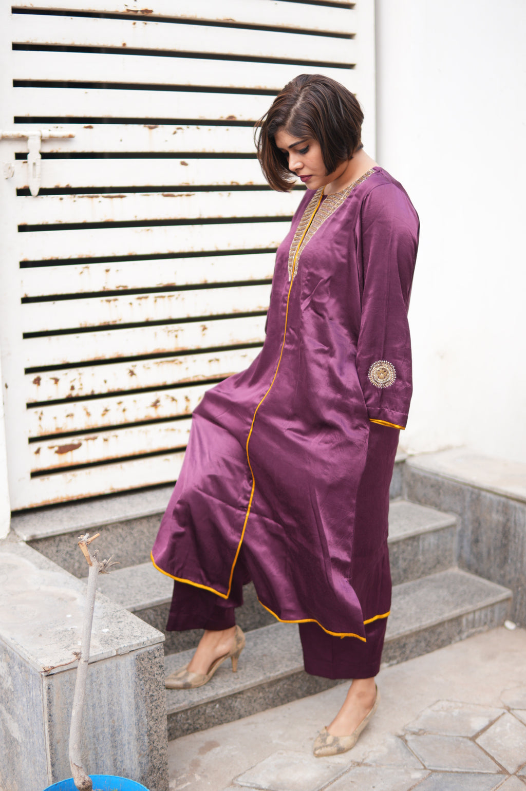 Mashru Purple Ishq Co-ord Set for Women