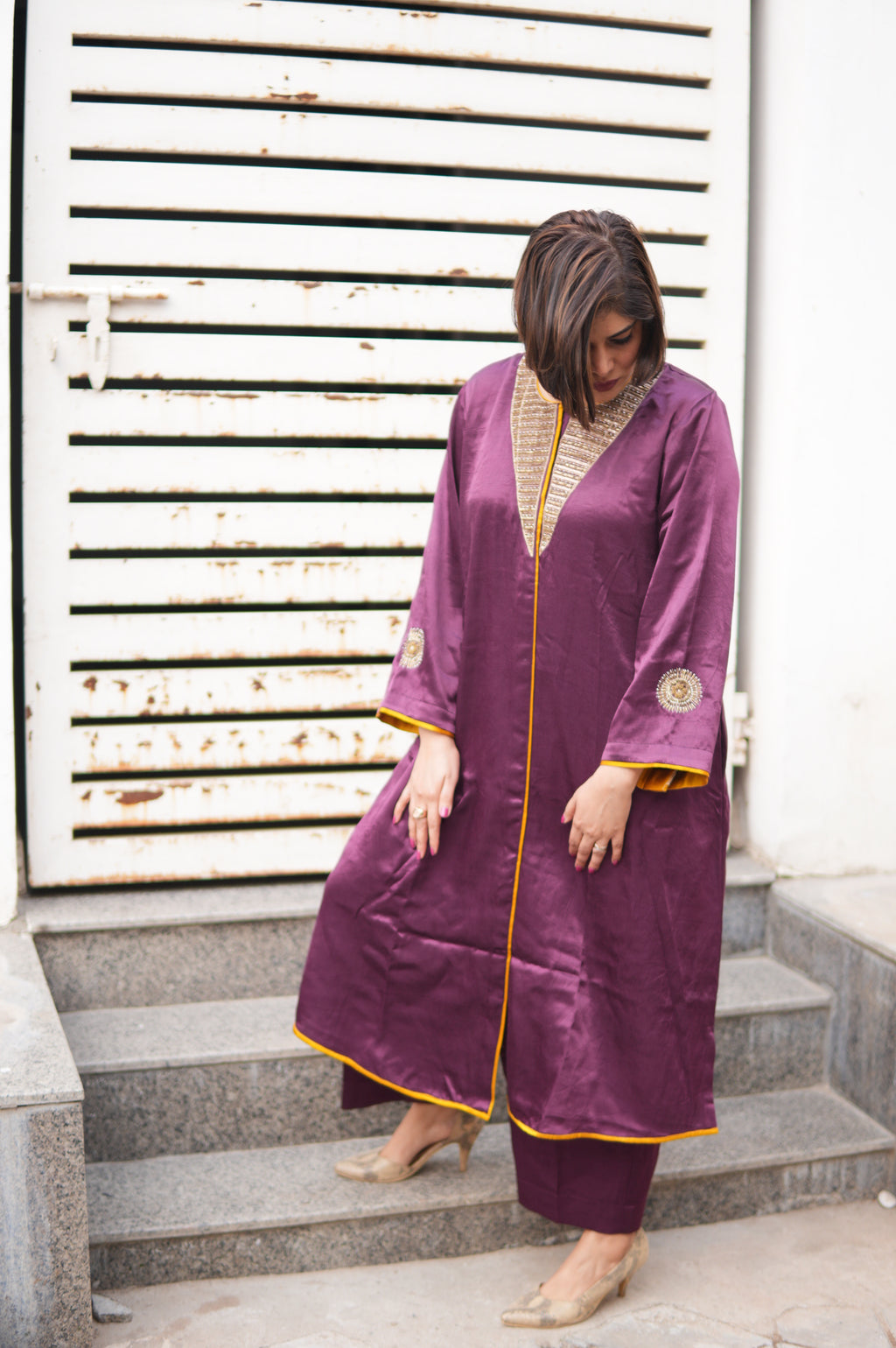 Mashru Purple Ishq Co-ord Set for Women