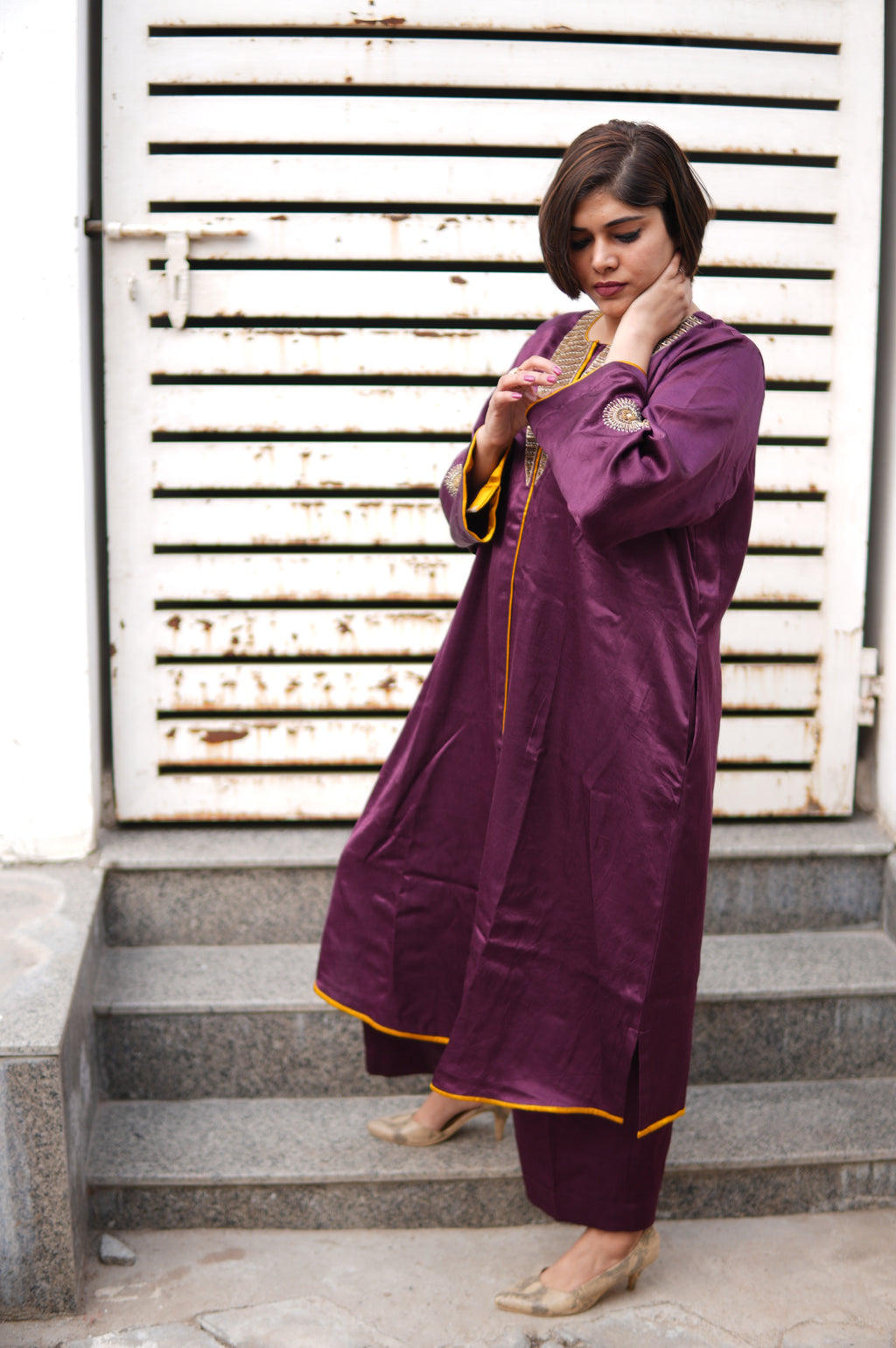 Mashru Purple Ishq Co-ord Set for Women