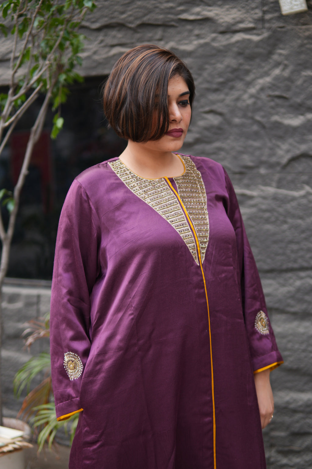 Mashru Purple Ishq Co-ord Set for Women