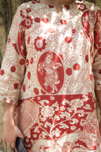 Ochre Ivory Kalamkari A-Line Kurta Set