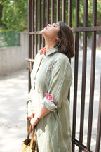 LEHAR LINEN A-LINE CLOSED GHERA LONG KURTA WITH PANTS