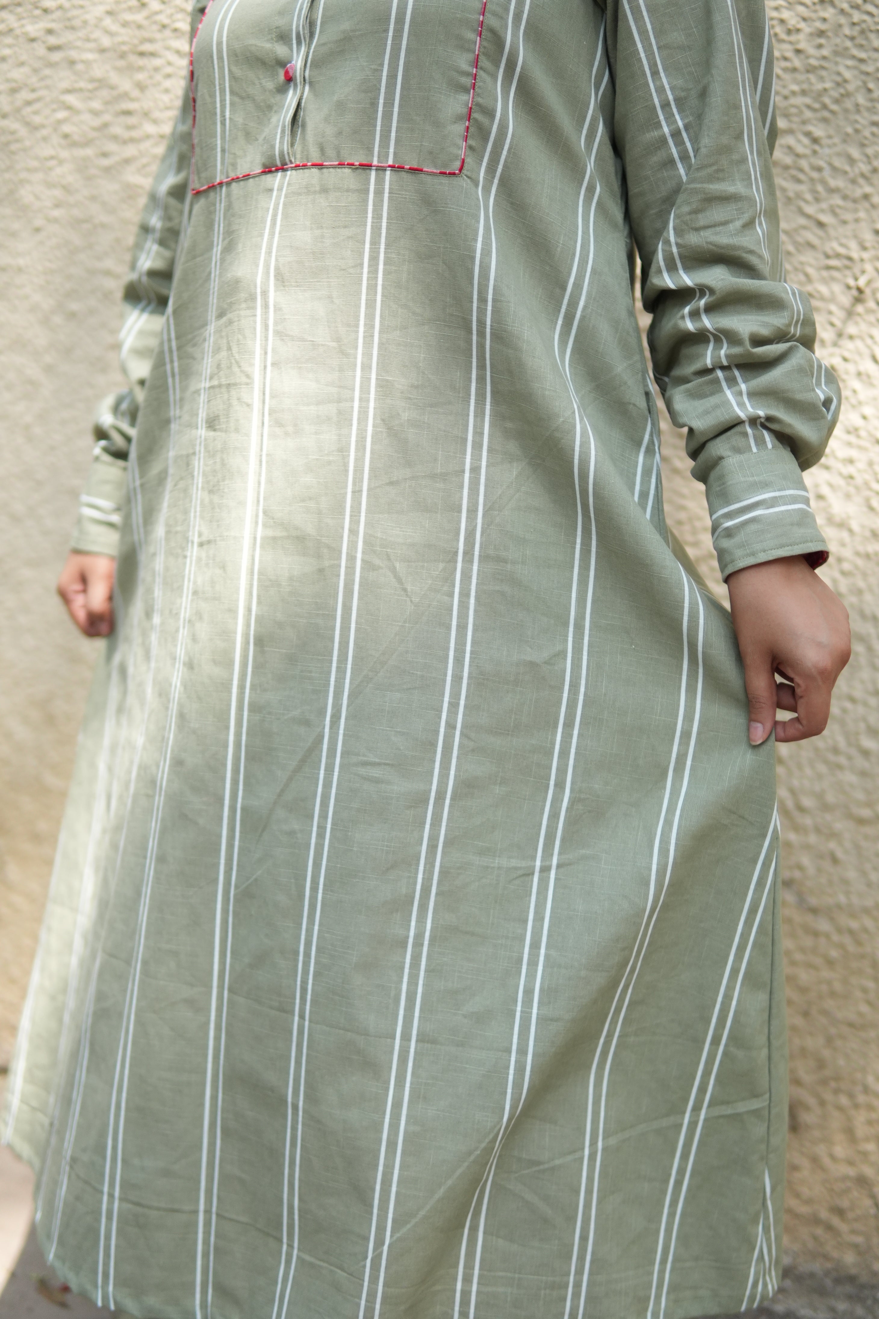 LEHAR LINEN A-LINE CLOSED GHERA LONG KURTA WITH PANTS