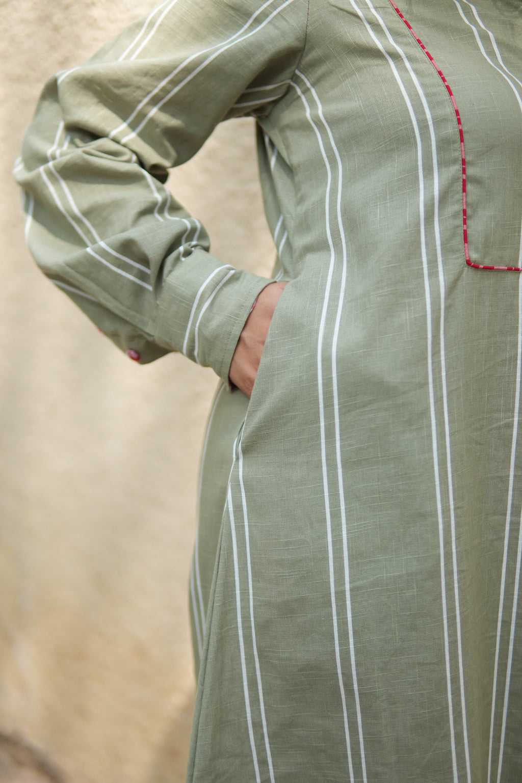 LEHAR LINEN A-LINE CLOSED GHERA LONG KURTA WITH PANTS