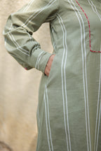 LEHAR LINEN A-LINE CLOSED GHERA LONG KURTA WITH PANTS
