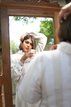 BAHAAR OFF-WHITE AND BEIGE SHIRT KURTA AND CHECKERED PANTS