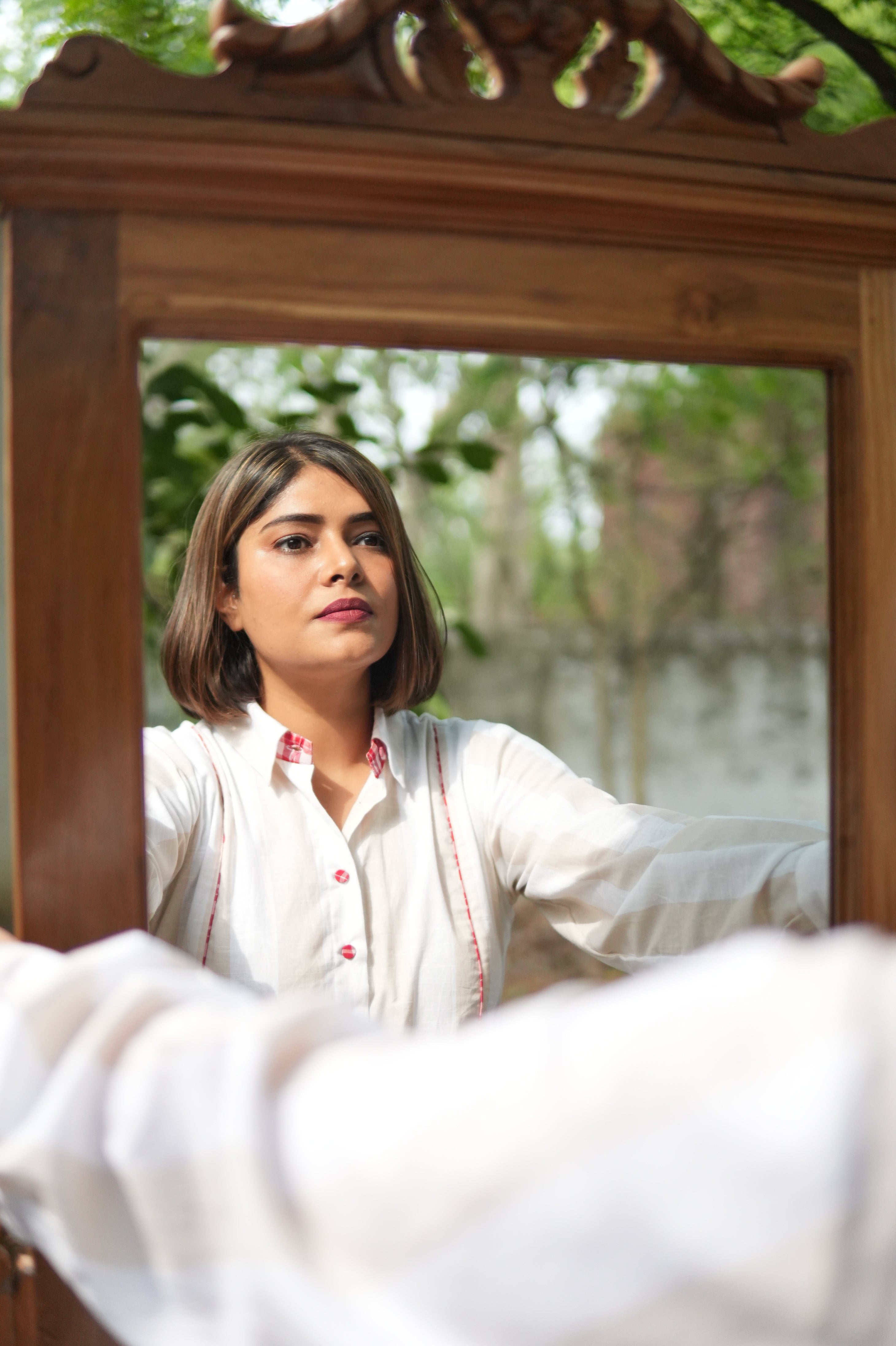 BAHAAR OFF-WHITE AND BEIGE SHIRT KURTA AND CHECKERED PANTS