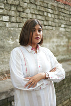 BAHAAR OFF-WHITE AND BEIGE SHIRT KURTA AND CHECKERED PANTS