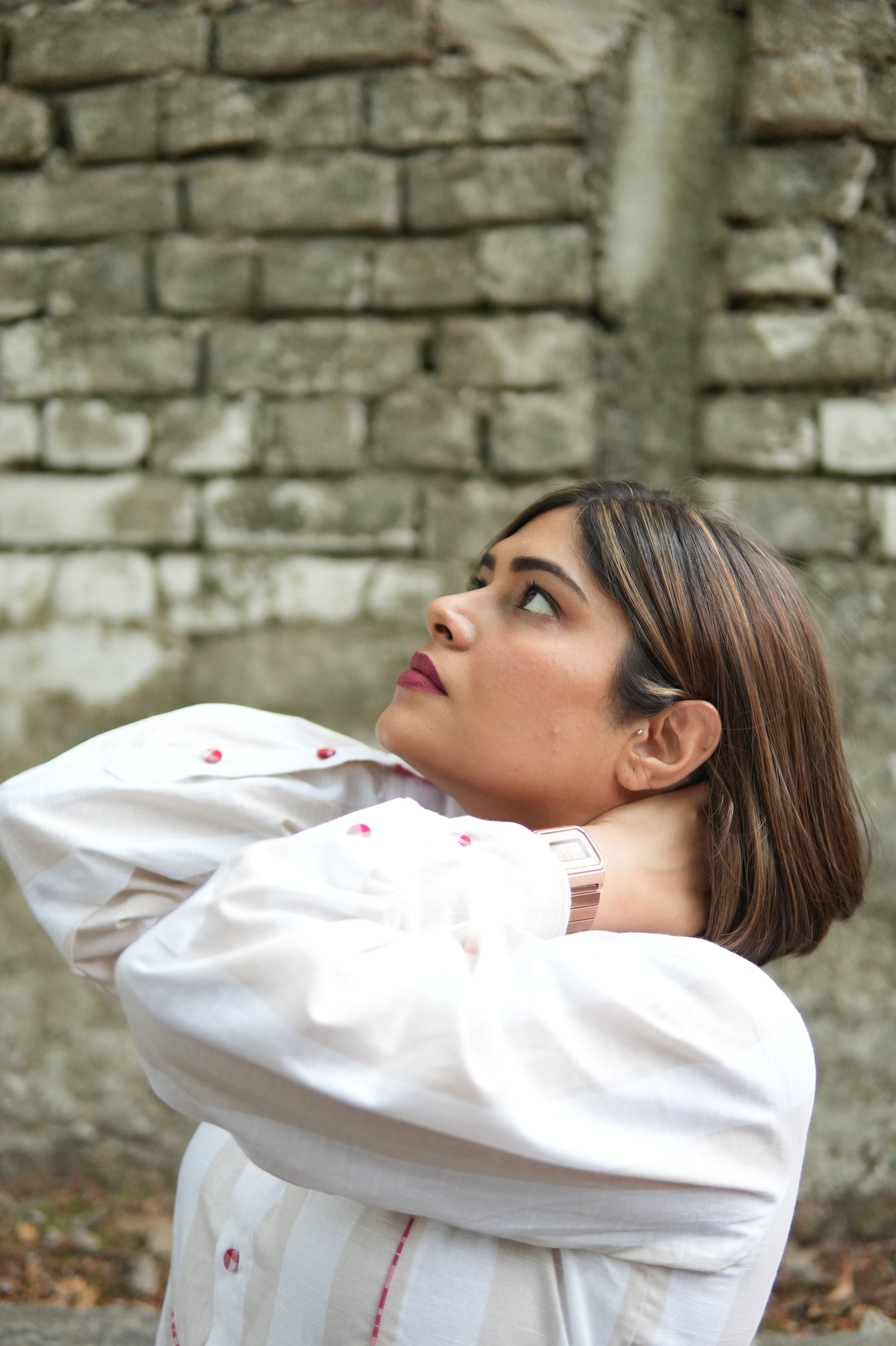 BAHAAR OFF-WHITE AND BEIGE SHIRT KURTA AND CHECKERED PANTS