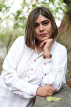 BAHAAR OFF-WHITE AND BEIGE SHIRT KURTA AND CHECKERED PANTS