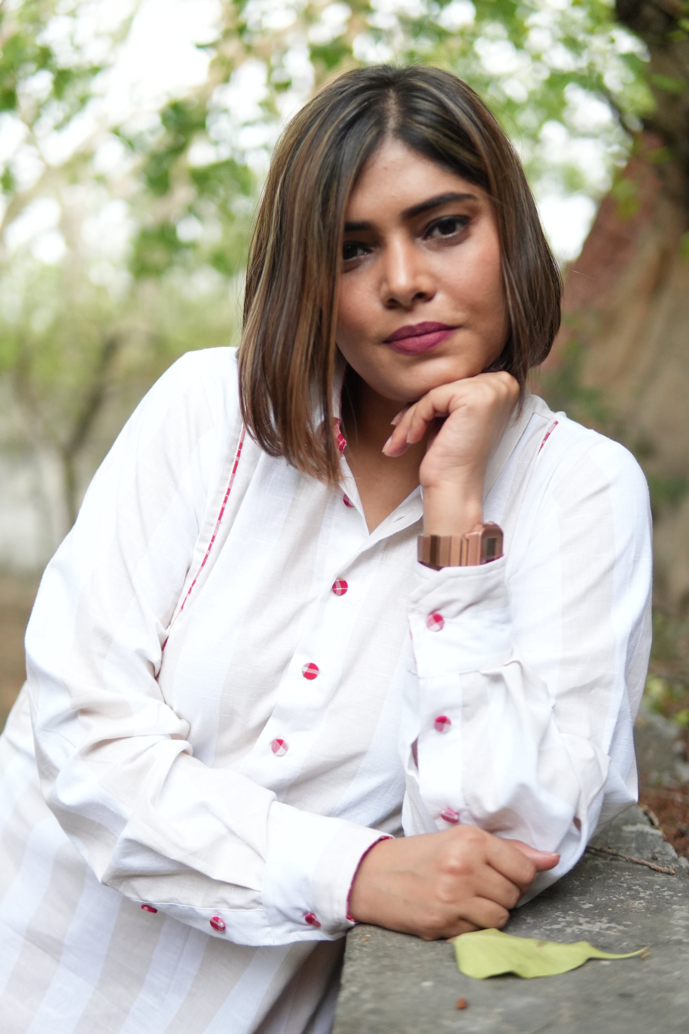BAHAAR OFF-WHITE AND BEIGE SHIRT KURTA AND CHECKERED PANTS