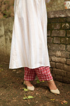 BAHAAR OFF-WHITE AND BEIGE SHIRT KURTA AND CHECKERED PANTS