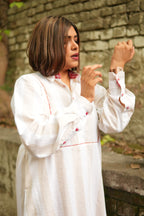 BAHAAR OFF-WHITE AND BEIGE SHIRT KURTA AND CHECKERED PANTS