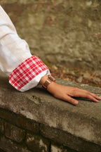 BAHAAR OFF-WHITE AND BEIGE SHIRT KURTA AND CHECKERED PANTS