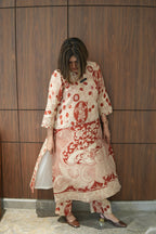 Ochre Ivory Kalamkari A-Line Kurta Set