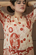 Ochre Ivory Kalamkari A-Line Kurta Set