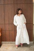 WHITE LILY LONG COTTON BUTTONED SHIRT WITH PANTS