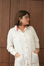 WHITE LILY LONG COTTON BUTTONED SHIRT WITH PANTS