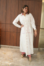 WHITE LILY LONG COTTON BUTTONED SHIRT WITH PANTS