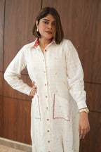 WHITE LILY LONG COTTON BUTTONED SHIRT WITH PANTS