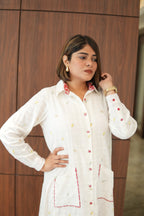 WHITE LILY LONG COTTON BUTTONED SHIRT WITH PANTS
