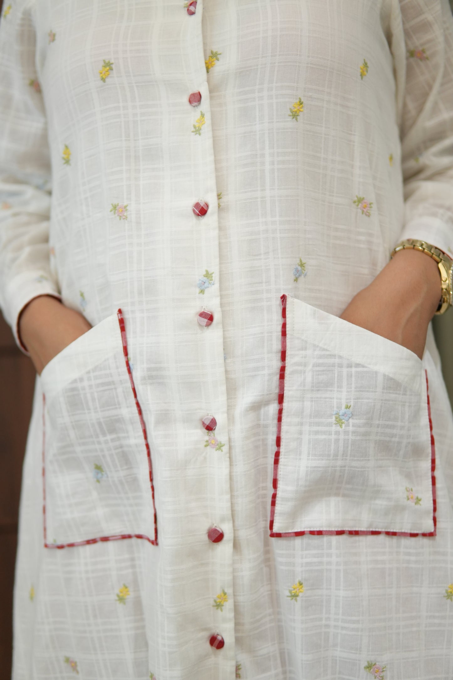 WHITE LILY LONG COTTON BUTTONED SHIRT WITH PANTS
