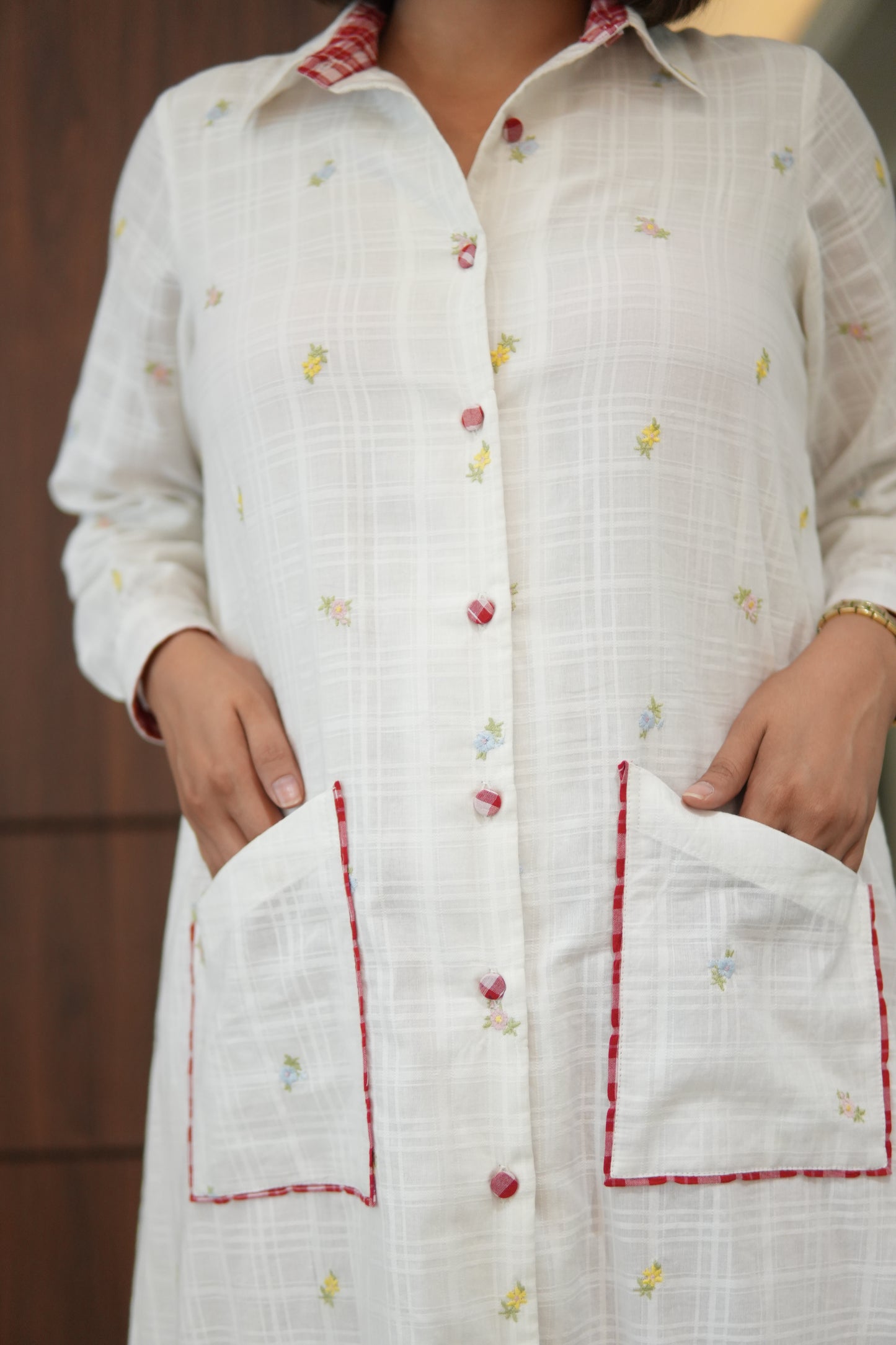WHITE LILY LONG COTTON BUTTONED SHIRT WITH PANTS