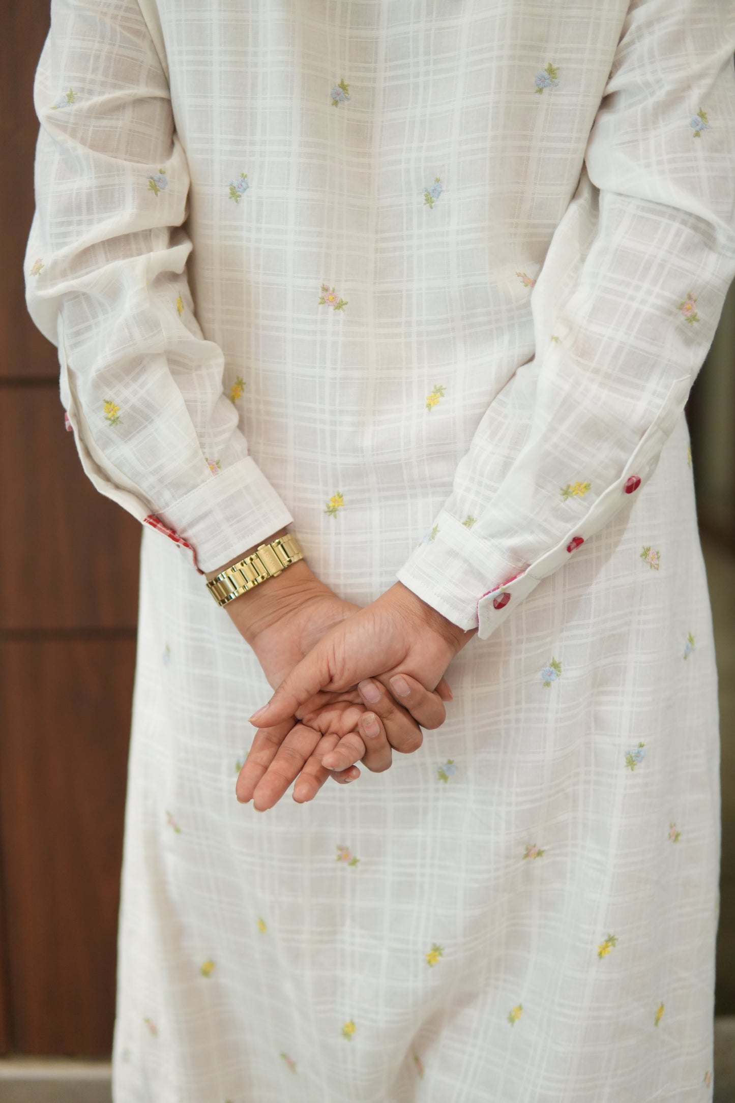 WHITE LILY LONG COTTON BUTTONED SHIRT WITH PANTS