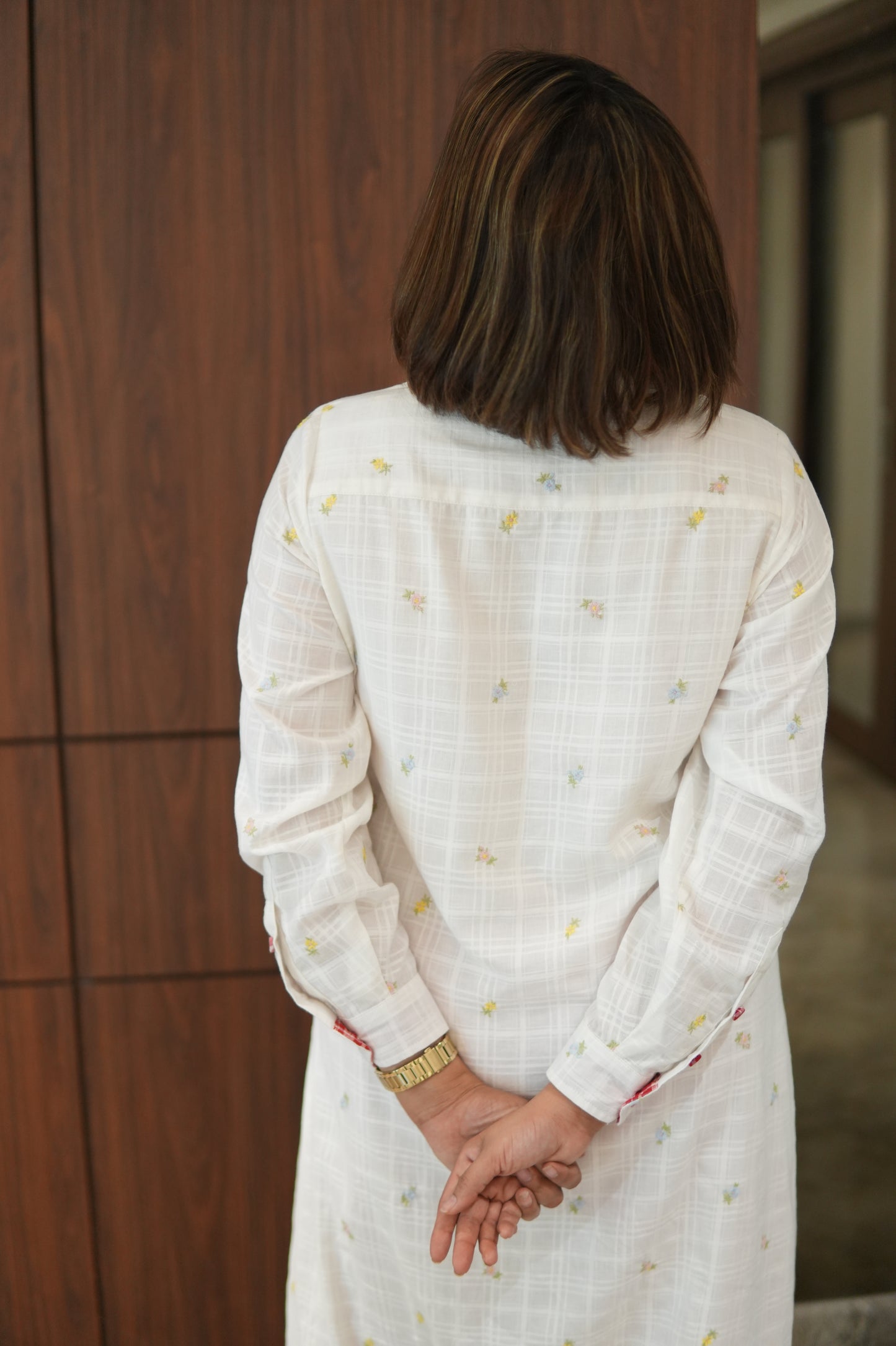 WHITE LILY LONG COTTON BUTTONED SHIRT WITH PANTS