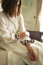 SAAZ LINEN IVORY AND BEIGE KURTA AND PANTS