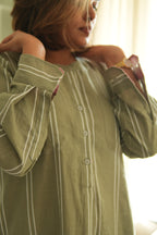 GULZAR OLIVE LINEN KURTA AND PANTS