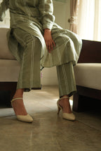 GULZAR OLIVE LINEN KURTA AND PANTS