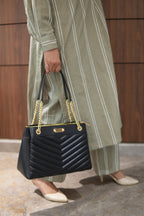 GULZAR OLIVE LINEN KURTA AND PANTS