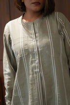 GULZAR OLIVE LINEN KURTA AND PANTS