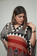 Sinduri II Ajrakh Modal Silk Kaftan Set for Women