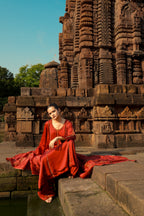 NAAYIKA SINDOOR Hand-Embroidered Pure Modal Silk Kurta Set