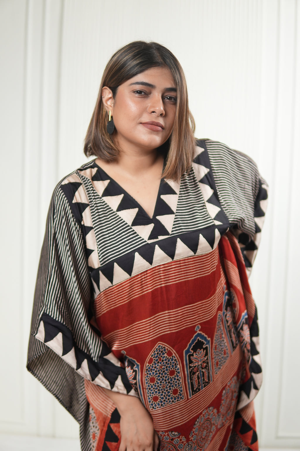 Sinduri II Ajrakh Modal Silk Kaftan Set for Women