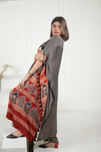 Sinduri II Ajrakh Modal Silk Kaftan Set for Women