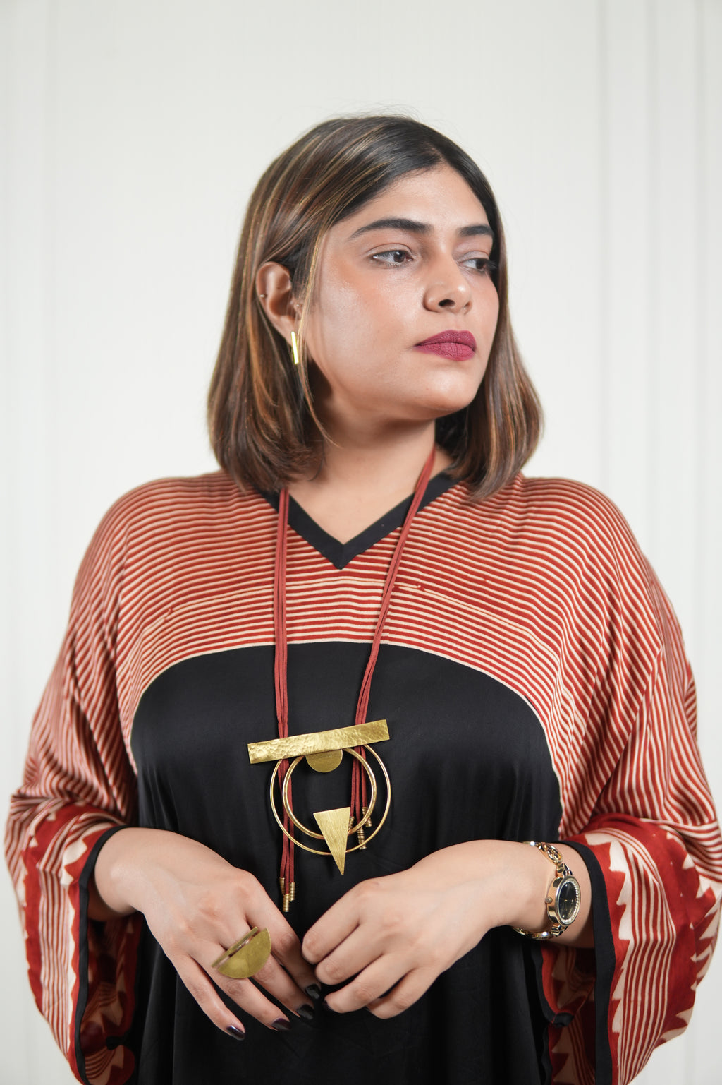 Sinduri I Ajrakh Modal Silk Kaftan Set for Women