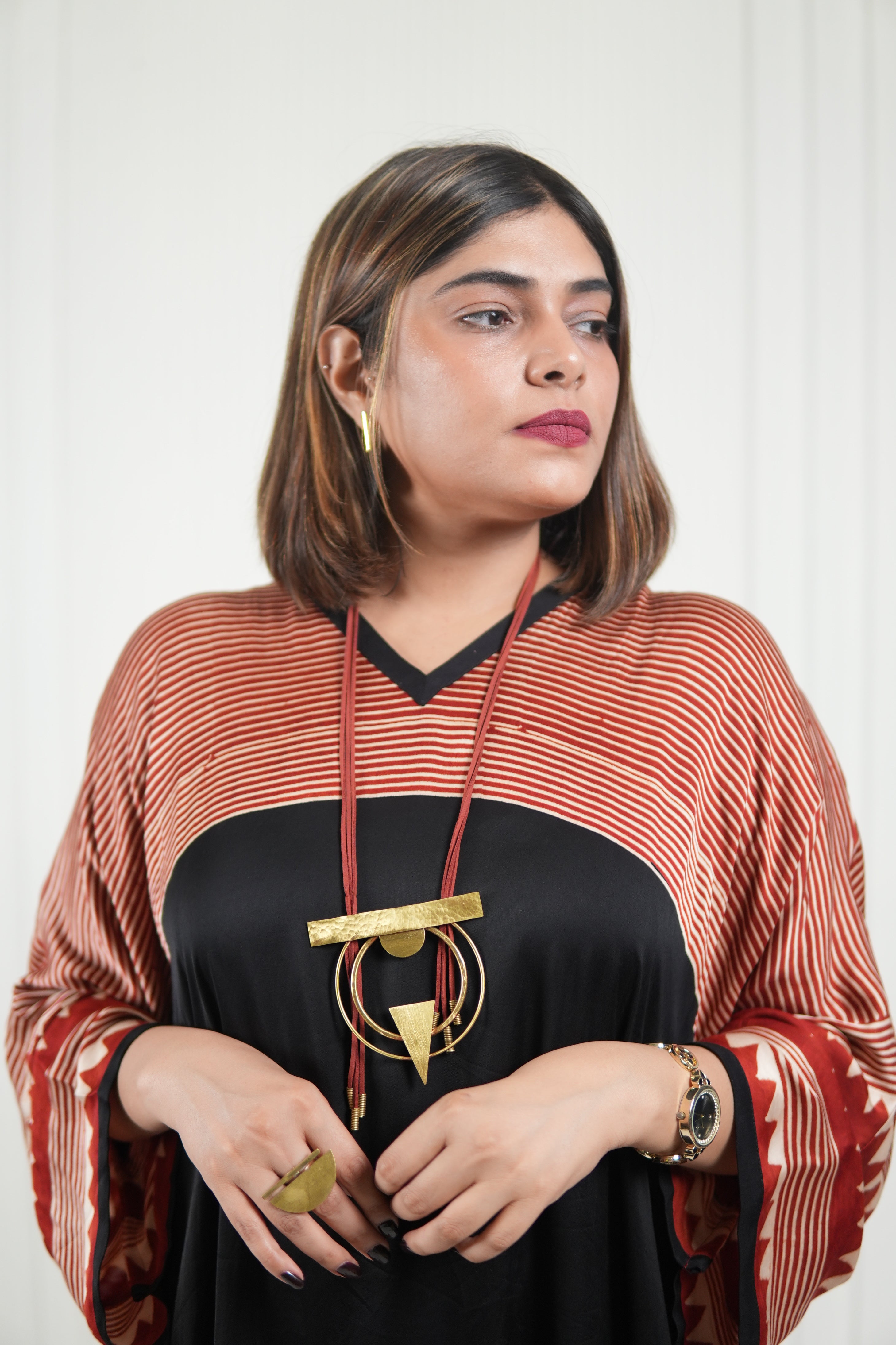 Sinduri I Ajrakh Modal Silk Kaftan Set for Women