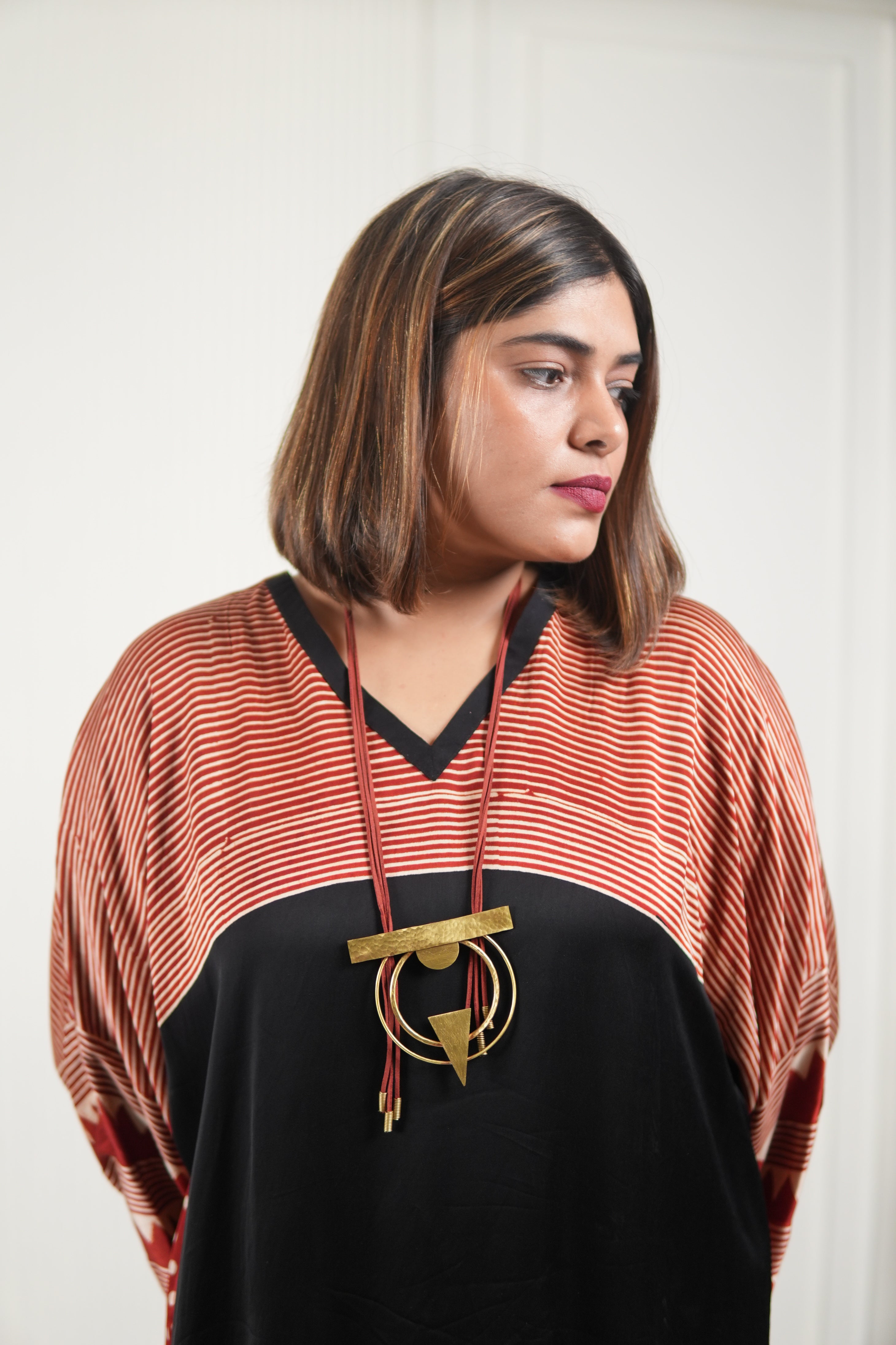 Sinduri I Ajrakh Modal Silk Kaftan Set for Women