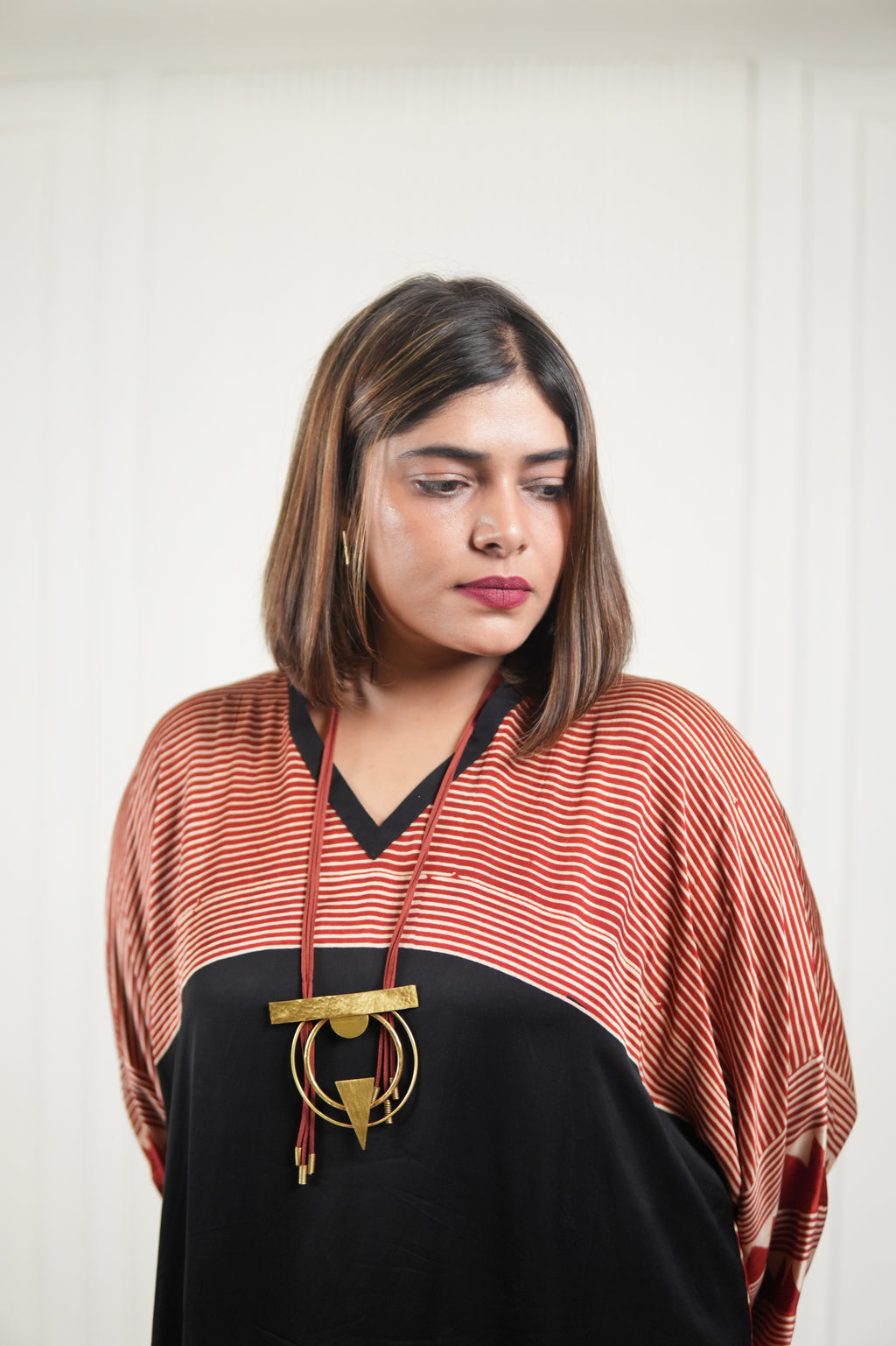 Sinduri I Ajrakh Modal Silk Kaftan Set for Women
