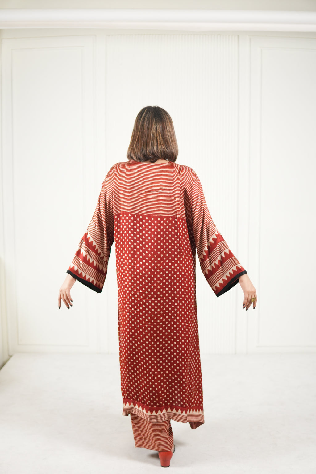 Sinduri I Ajrakh Modal Silk Kaftan Set for Women